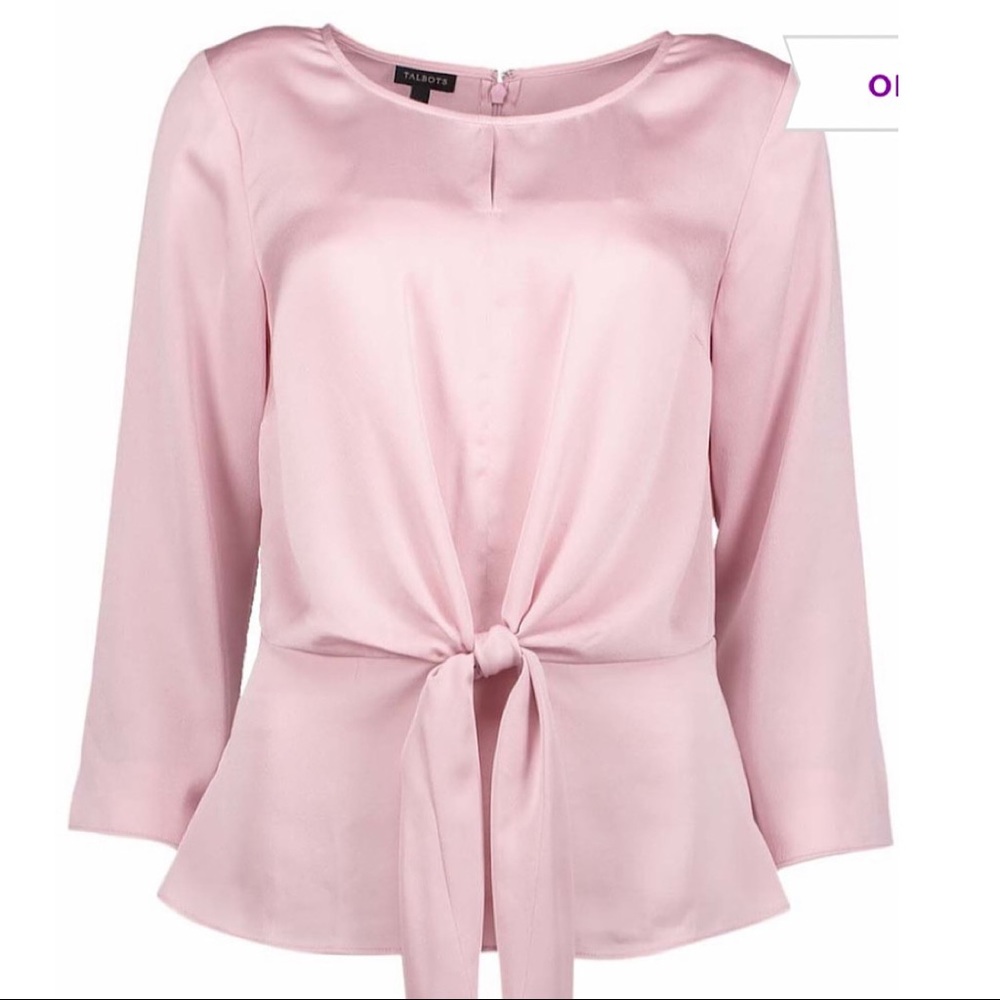 Talbots Rose Tie-Front Peplum Top